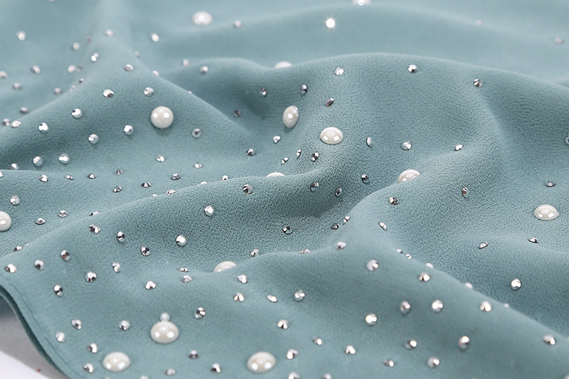 1pc Elegant Beige Chiffon Hijab Scarf with Sparkling Embellishments - Flowing, Non-Stretch, Polyester, Perfect for Casual Weekend Wear, Casual Wear Scarf|Sparkling Embellishments|Polyester Hijab