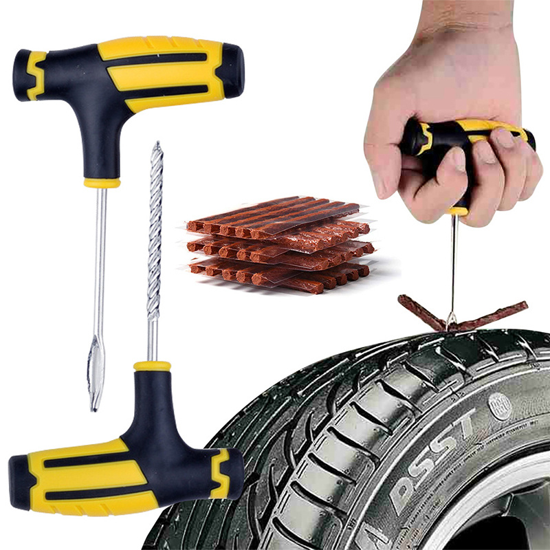 Kit de réparation de pneus de voiture Outils de prise de crevaison Urgence  de crevaison de pneu pour bandes de pneus Stiring Glue Repair Tool Kit Car  Accessories7PCS 