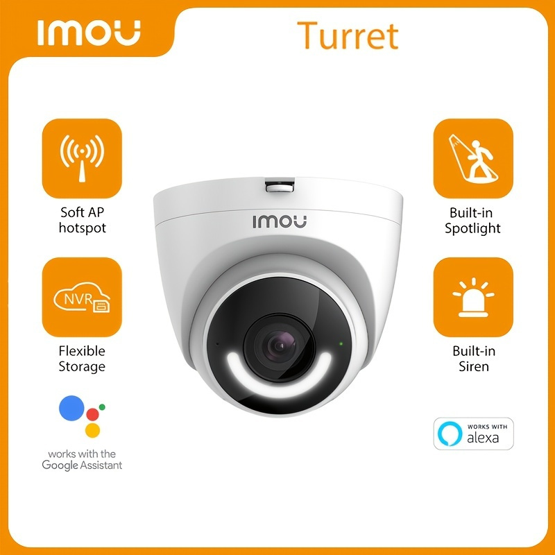 Imou Security Camera Outdoor with Floodlight and Sound Alarm, 4MP QHD  Pan/Tilt 2.4G Wi-Fi Camera, IP66 Weatherproof 2.5K Bullet Camera, Full  Color