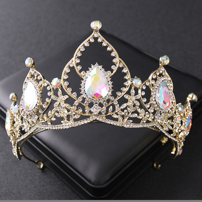 Golden Rhinestone Golden Crown Headband Wedding Bride Princess Queen