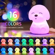 1pc cute night light for kids 16 color changing kids night light lamp rechargeable silicone baby night light kawaii room decor animal toddler night lights portable tap dog light kids lamp gift details 1