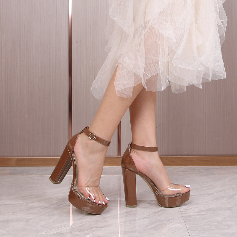 Peep Toe Platform Block Heels