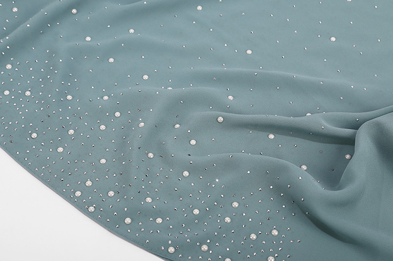 1pc Elegant Beige Chiffon Hijab Scarf with Sparkling Embellishments - Flowing, Non-Stretch, Polyester, Perfect for Casual Weekend Wear, Casual Wear Scarf|Sparkling Embellishments|Polyester Hijab