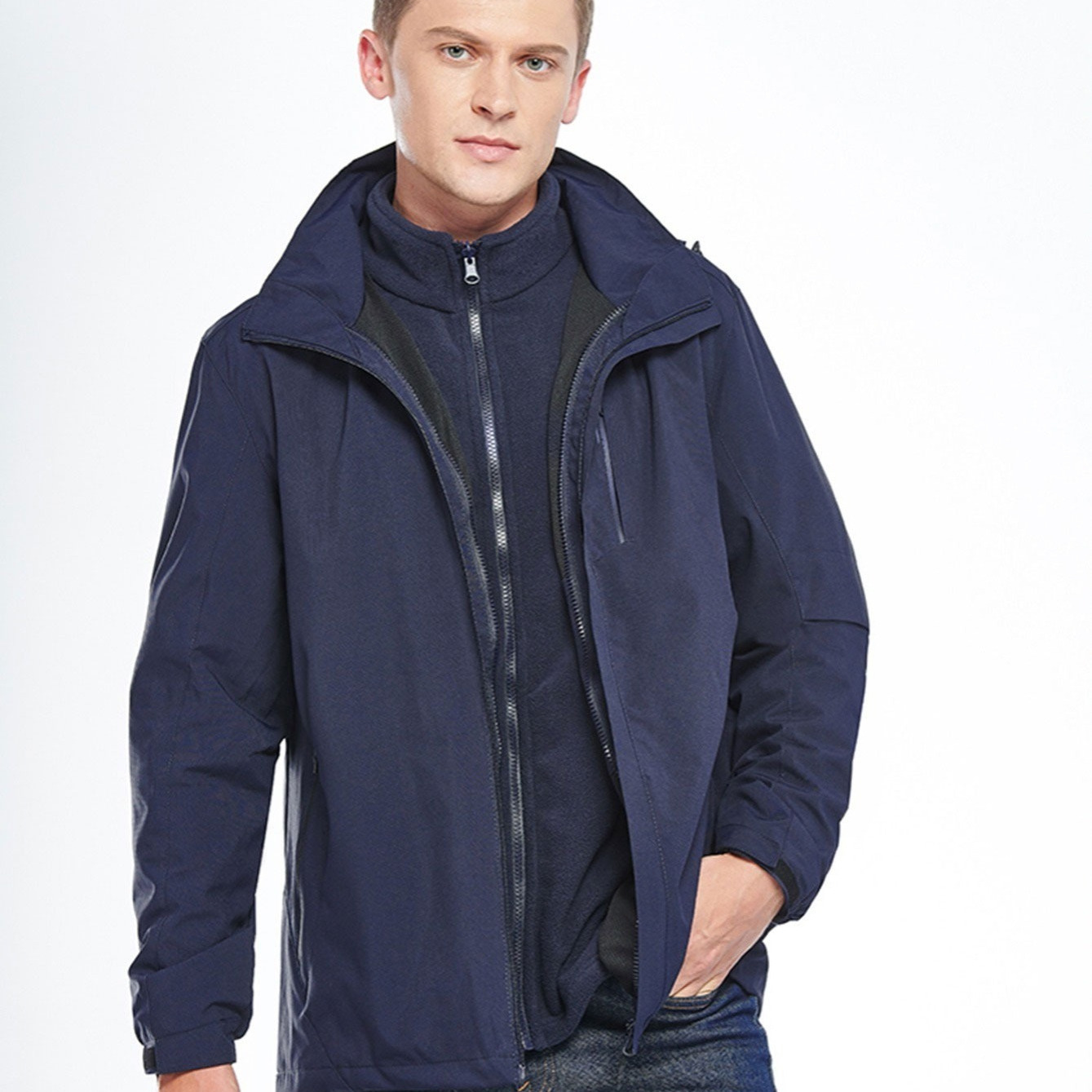 2023 Autumn New Men's Hooded Jacket Zipper Trench High Quality