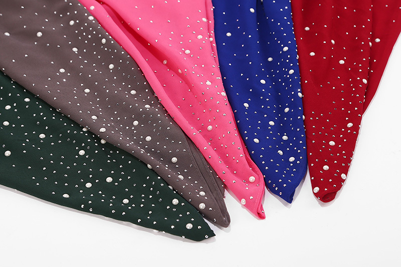 1pc Elegant Beige Chiffon Hijab Scarf with Sparkling Embellishments - Flowing, Non-Stretch, Polyester, Perfect for Casual Weekend Wear, Casual Wear Scarf|Sparkling Embellishments|Polyester Hijab