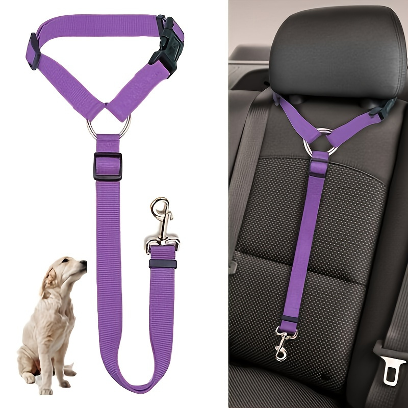 

Solid Color 2 In 1 Pet Car Seat Belt Nylon Lead Leash Backseat Safety Belt Adjustable For Dog & Cat