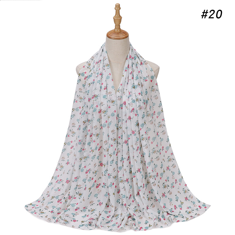 Pearl Chiffon Print Womens Fashion Head Scarf Long Soft Scarf Women ...