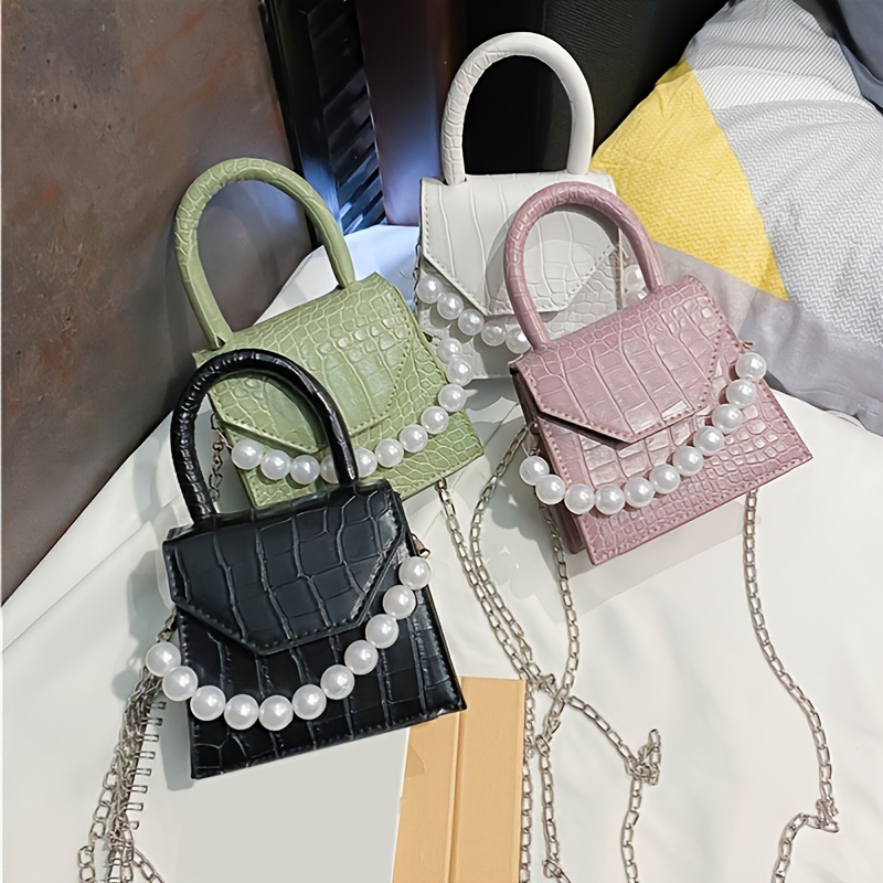 Pearl Handle Super mini Design PU Leather Shoulder Bags