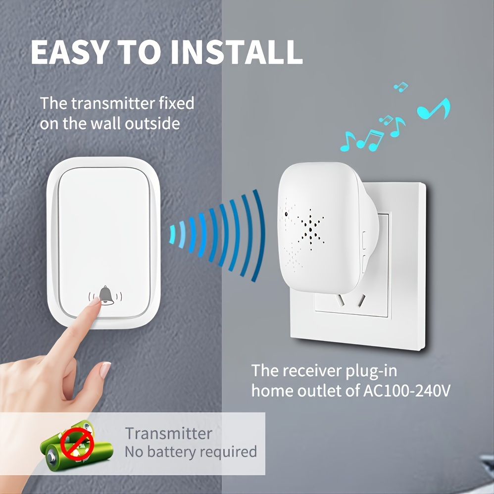 UK Malaysia Plug Wireless Doorbell Smart 300M Long Range Ring Home