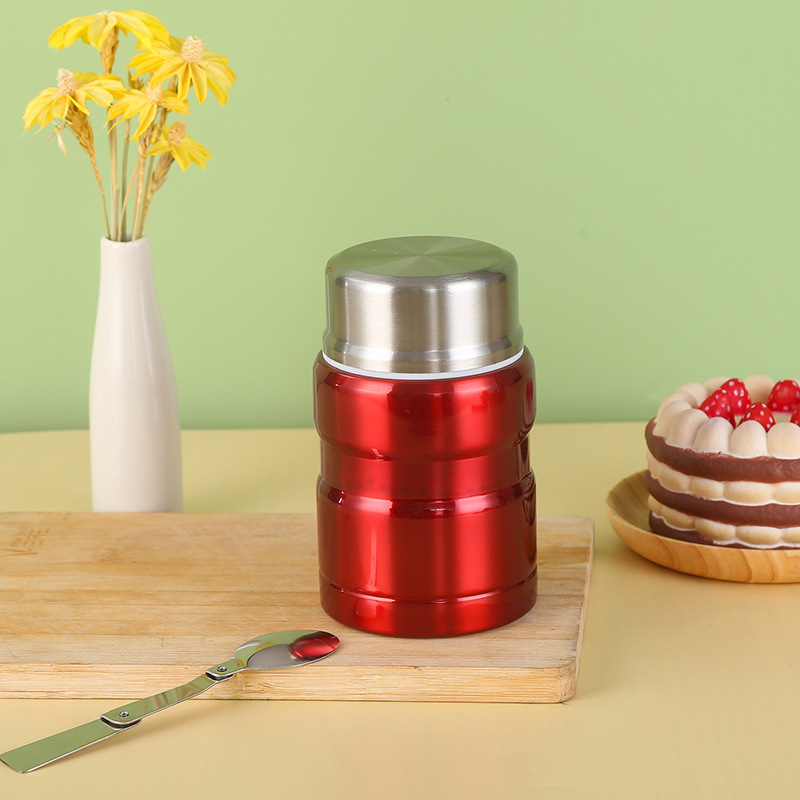 Stainless Steel Lunch Box Hot Food Cup With Spoon Food Thermal Jar