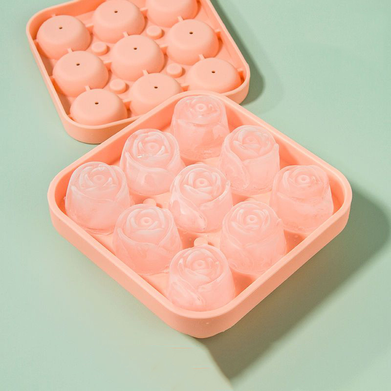  12 Cavity Small Diamond Rose Ice Cube Mold Silicone Rose Mold  Ice Cube Tray Ice Ball Mold Ice Tray With Lid Candy Chocolate Cake Cookie  Cupcake Baking Soap Mould, Flower Ice