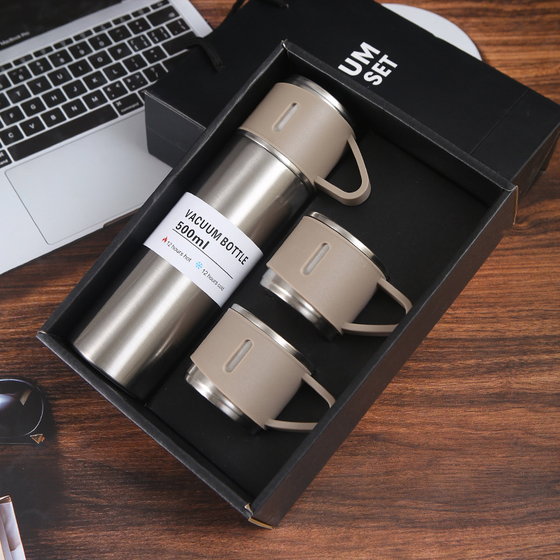 3pcs/1Set Stainless Steel Thermal Cup, With Gift Box Set, Double Layer  Leakproof Insulated Water Bottle, Keeps Hot And Cold Drinks For Hours,  Suitable For Cycling, Backpacking, Office Or Car, School, Party, Camping