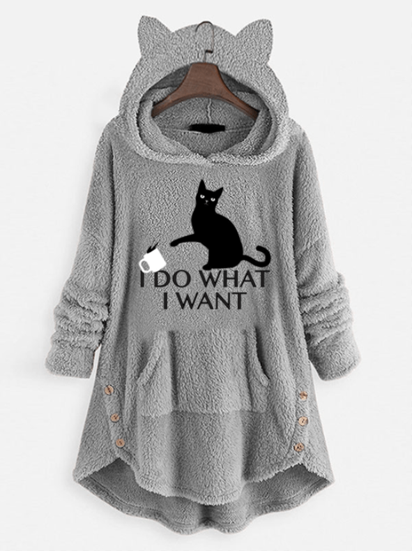 Teddy Cartoon Pattern Loose Hoodie Casual Hooded Pocket - Temu