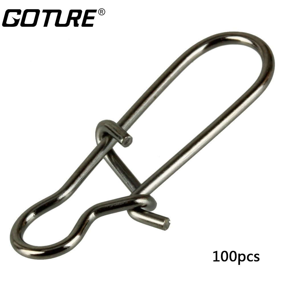 100pcs goture stainless steel lock snaps securely connect fishing line with solid rings sizes 0 5 26 88lb capacity