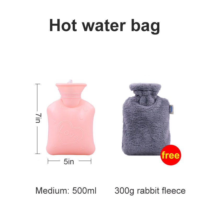 Hot Water Bottle Electric Charging Heating Rechargeable Heat Water Bag  Rabbit Fur Soft Hand Warmer