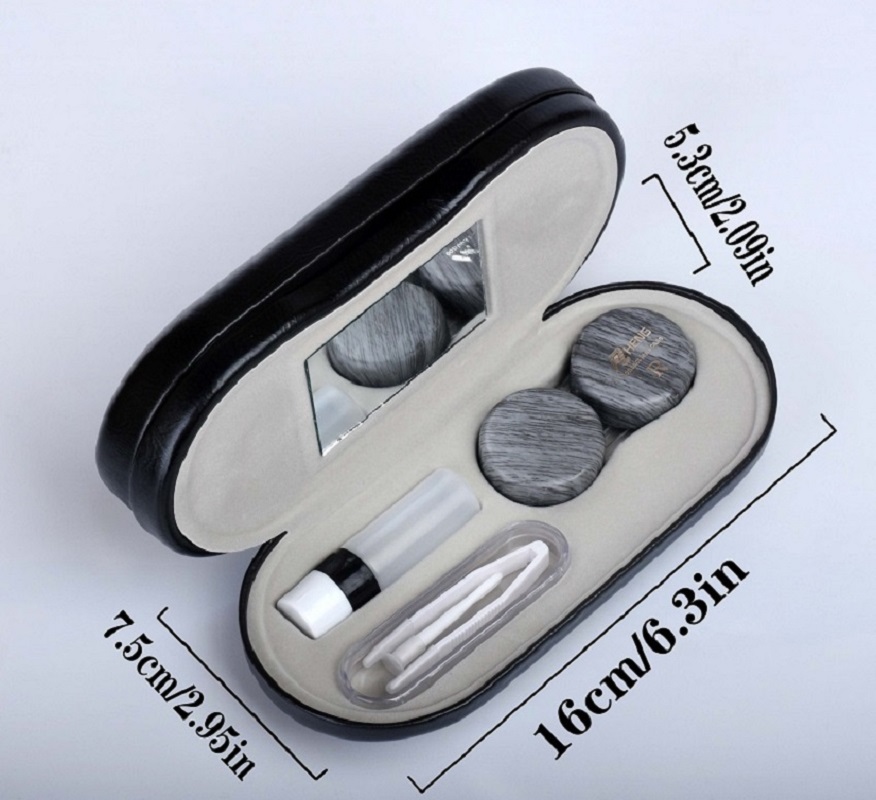 Leather Double Eyeglass Contact Lens Case Perfect Travel Temu
