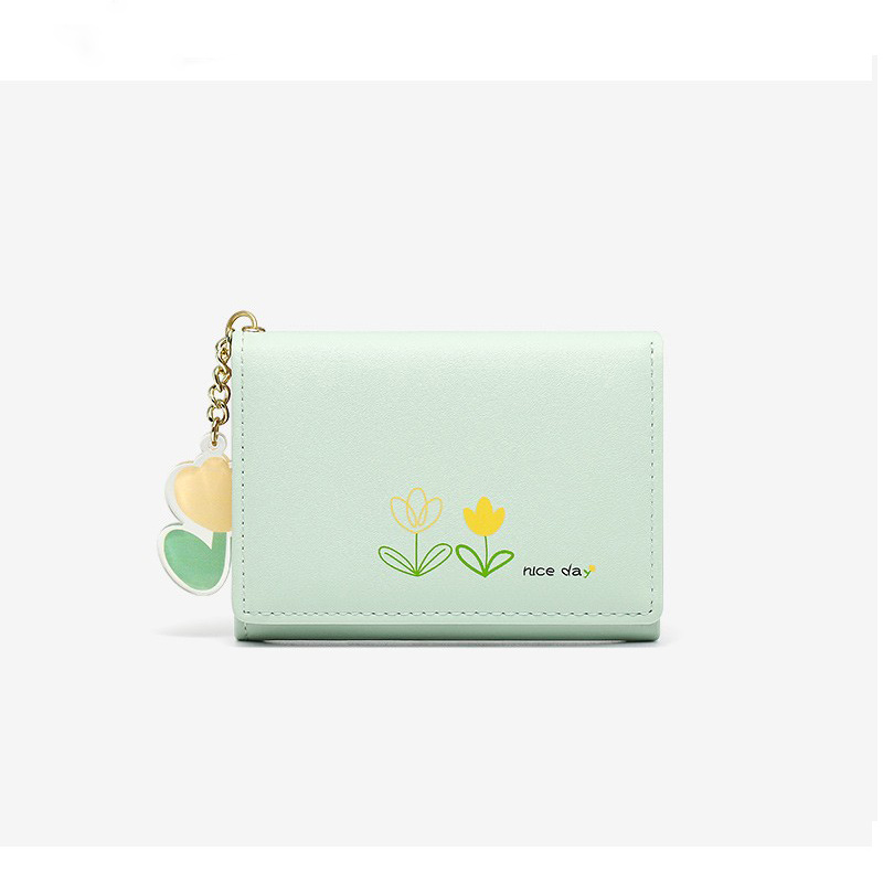Ladies Wallets Cute Flower Wallet Mini Credit Card Wallet Small Wallet  Short Purse-Black 