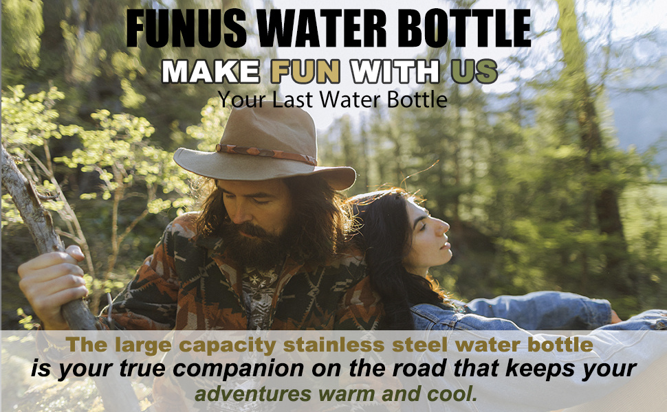 FUNUS 64oz Insulated Water Bottle With Carrier Bag & Paracord