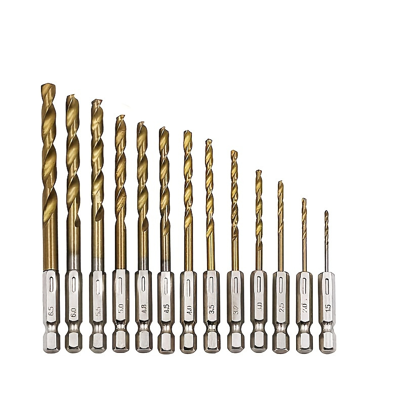 1 Set Of Hex Shank Twist Drill Bits, 1/16"-1/4", High Speed Steel Drilling Bits Tools, Fit For Cutting Metal, Cast Iron, Hard Plastics And Wood, And Also Available For Softer Materials