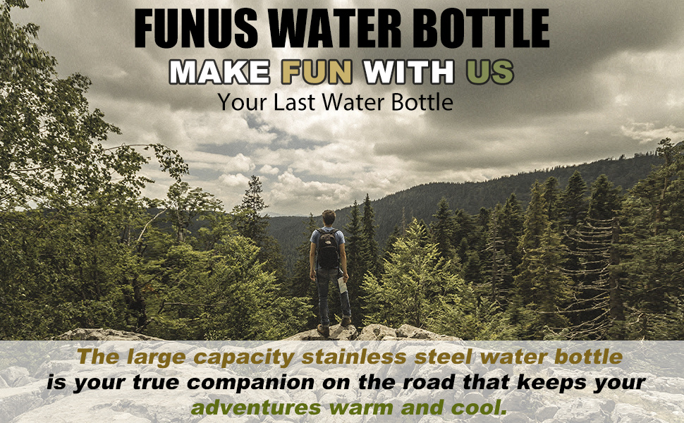 FUNUS 64oz Insulated Water Bottle With Carrier Bag & Paracord