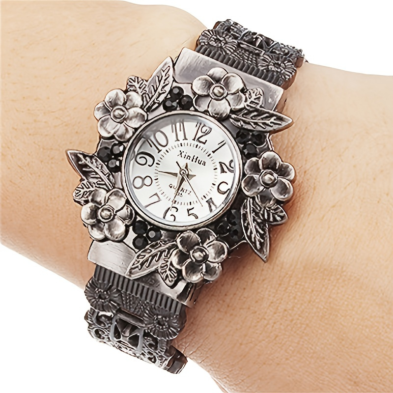 

Vintage Ladies Bracelet Watch Pattern 3d Engraved Skeleton Quartz Watch Fancy Women Watches Jewelry Sophisticated And Stylish Women Watch