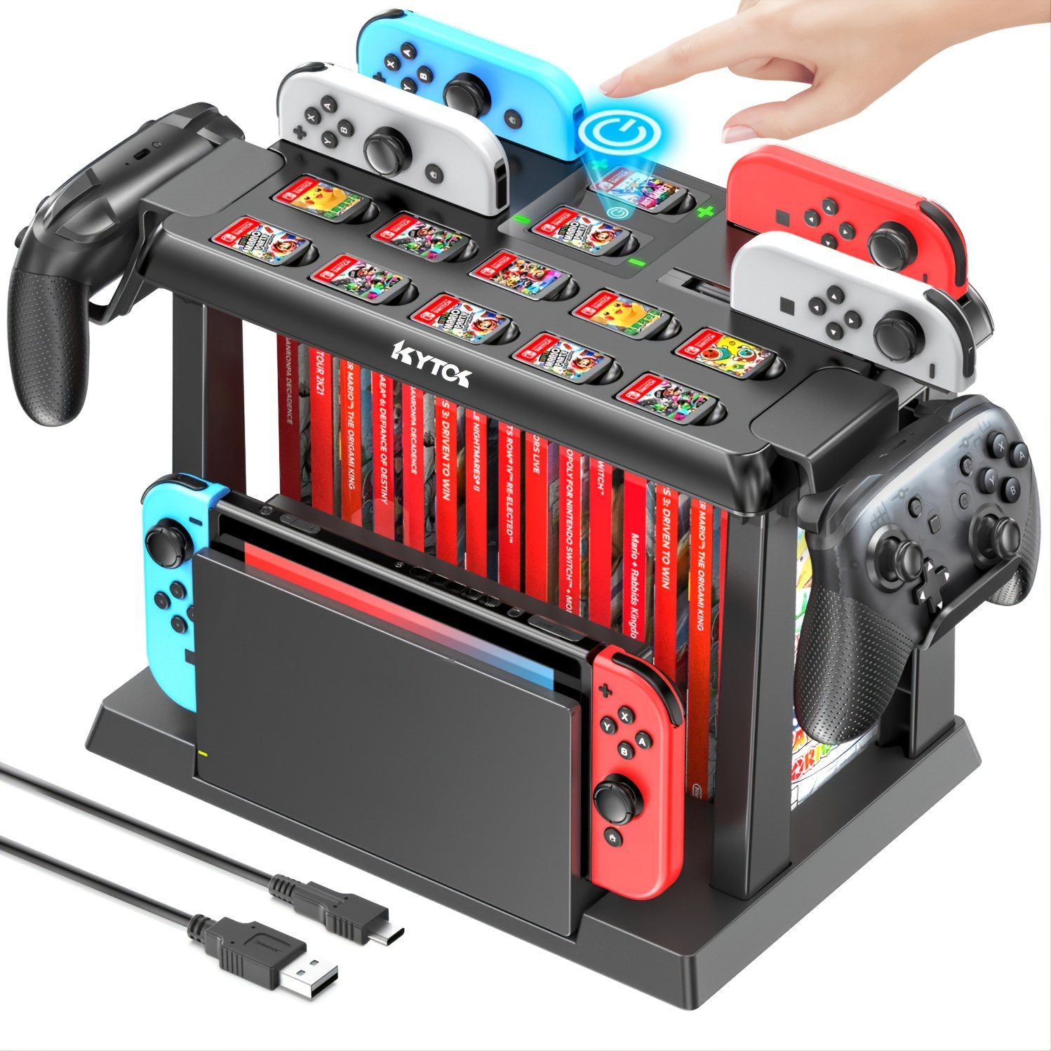 KYTOK Original Disc Card Holder, Handle Card Holder, Multifunction Charging Storage Rack For Nintendo Switch & OLED Joycons