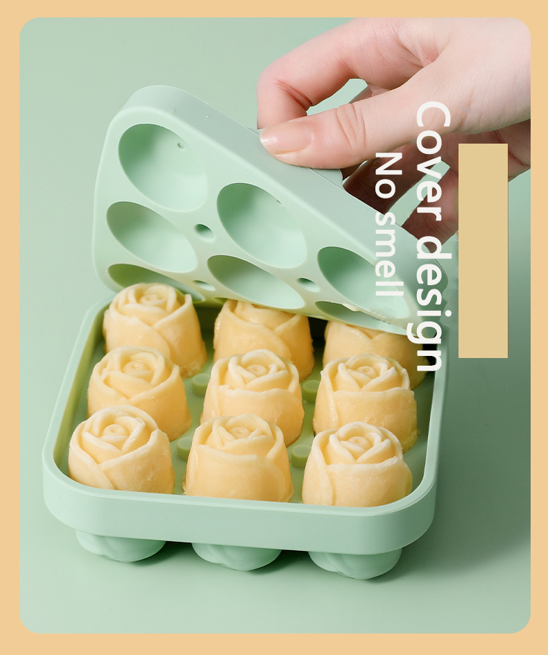 1pc Silicone 4-hole Rose Flower Ice Tray Mold Ice Ball Ice Cube Mold  Household Ice Cube Tray
