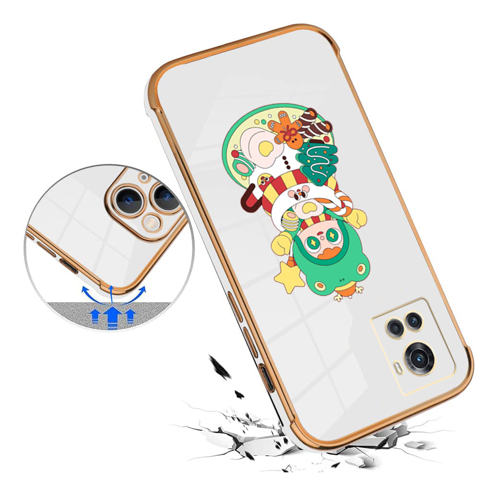 Christmas Phone Case, Galvanized Silicone Full Bag Fall Protection Case