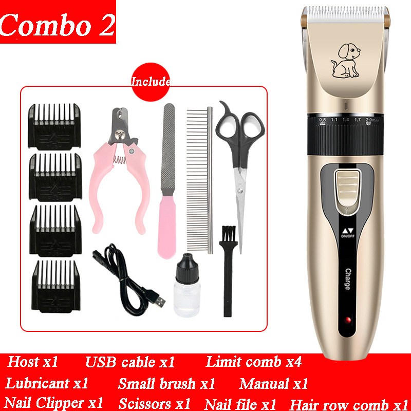 Wellco Pet Grooming Kit Electric Shaver Nail Clipper Scissors Nail File  Hair Comb Brush Set with USB Cable PGMKT - The Home Depot