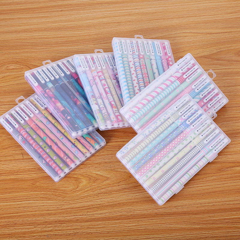 10Pcs / Pack 0.38mm Korean Cute Gel Pens Hot Sale School Stationery Office  Lovely Floral Sign Random