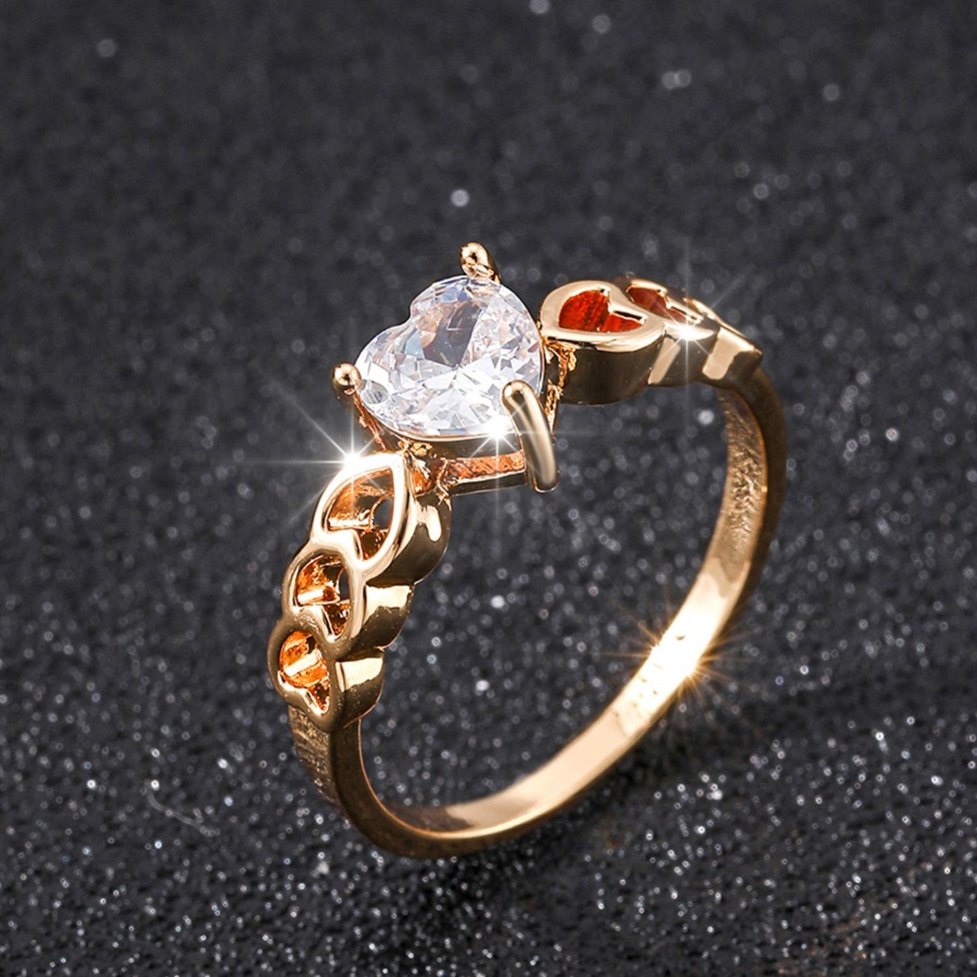 Gold heart hot sale wedding ring