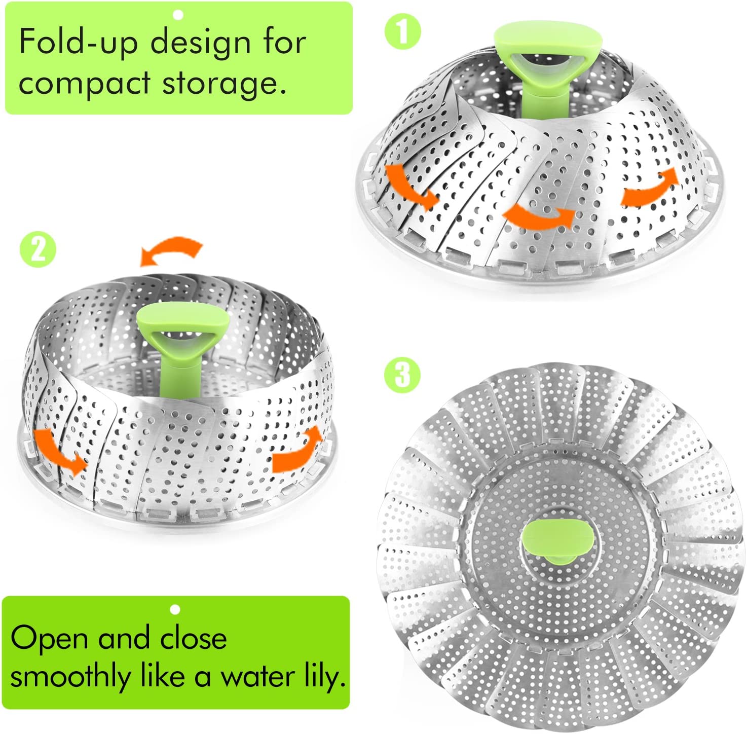 1pc foldable stainless steel vegetable steamer basket quickly and   steam your   vegetables details 2