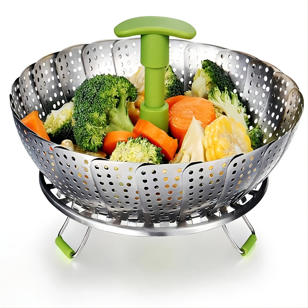 

1 panier à vapeur de légumes en acier inoxydable, insert de cuisson à la vapeur pliant