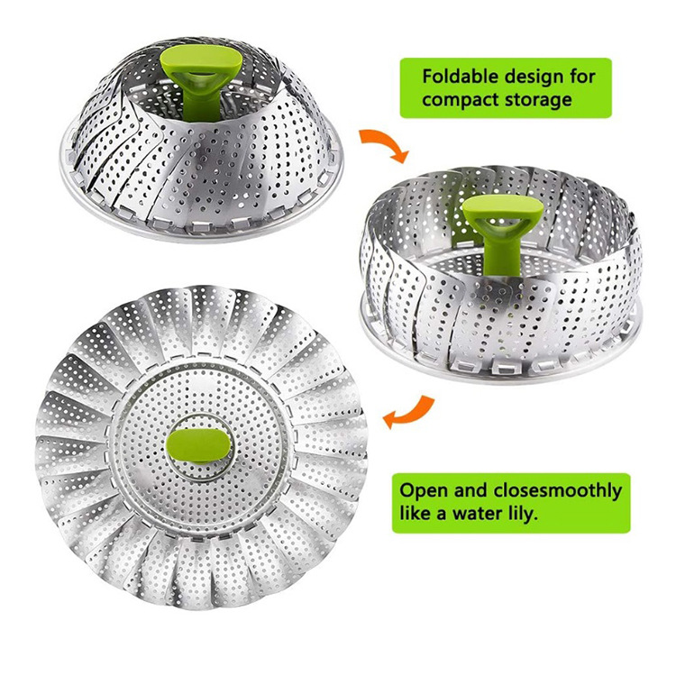 1pc foldable stainless steel vegetable steamer basket quickly and   steam your   vegetables details 6