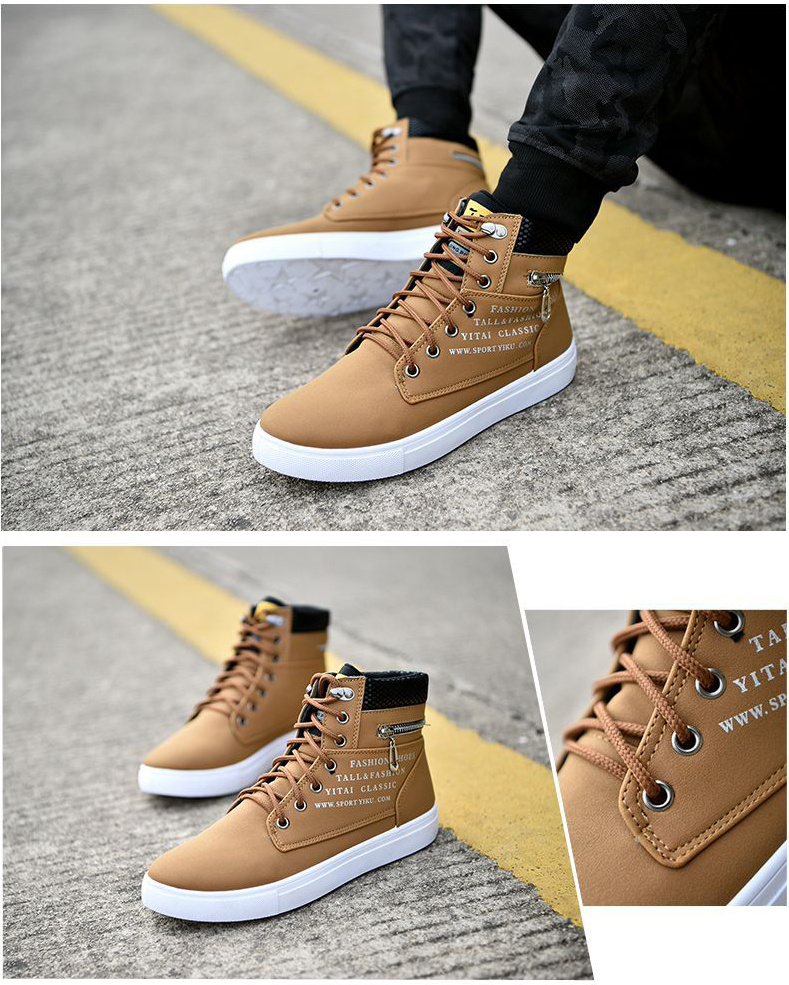 Men's Lace-up High-top Shoes British Style Canvas Shoes Casual