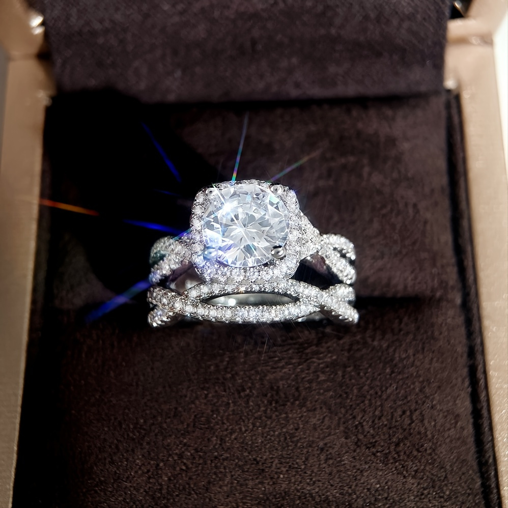 

Eternity Love Set Rings For Women Fancy Twist Design Cubic Zirconia Engagement Wedding Rings Classic Elegant Lady Jewelry 2pcs Ring Set