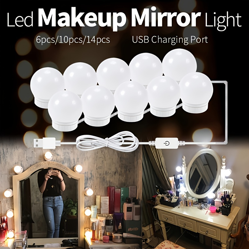 3 Colours Led Make Up Mirror Light Bulbs Usb - Temu