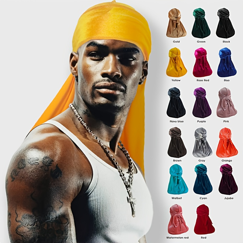 Velvet Durags For Men Long Tail Doo Rag Velvet Men Du - Temu