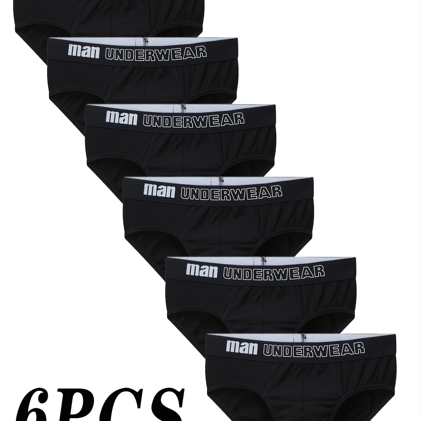 

6pcs Men's Solid Color High Elastic Briefs