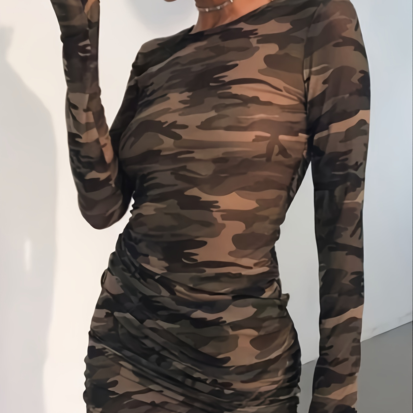 Camo Print Tank Dress, Sexy Sleeveless Crew Neck Bodycon Dress, Women's  Clothing