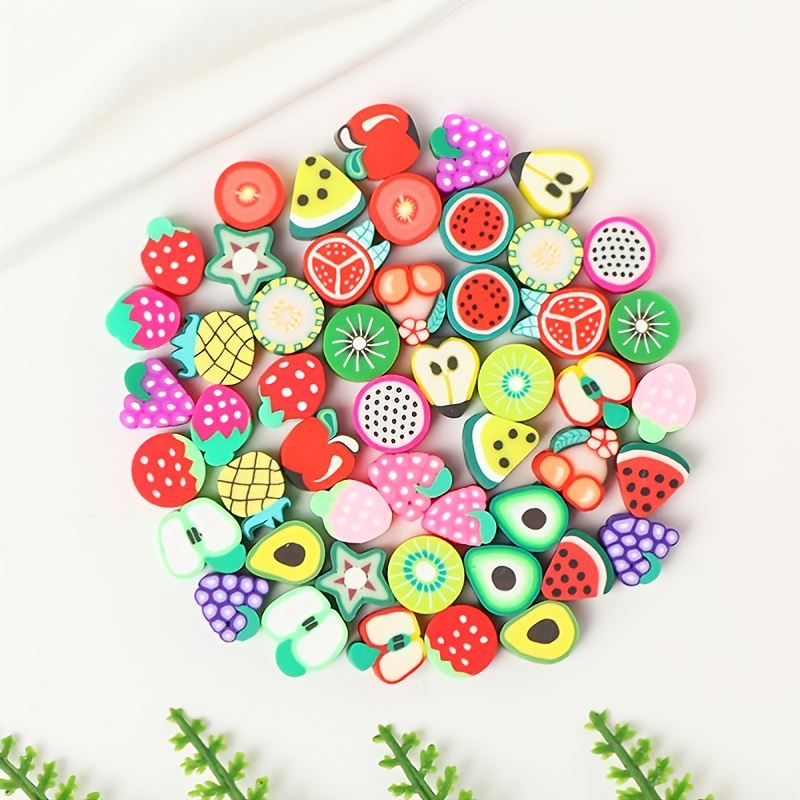 Random Mixed Fruit Series Polymer Loose Beads Diy - Temu