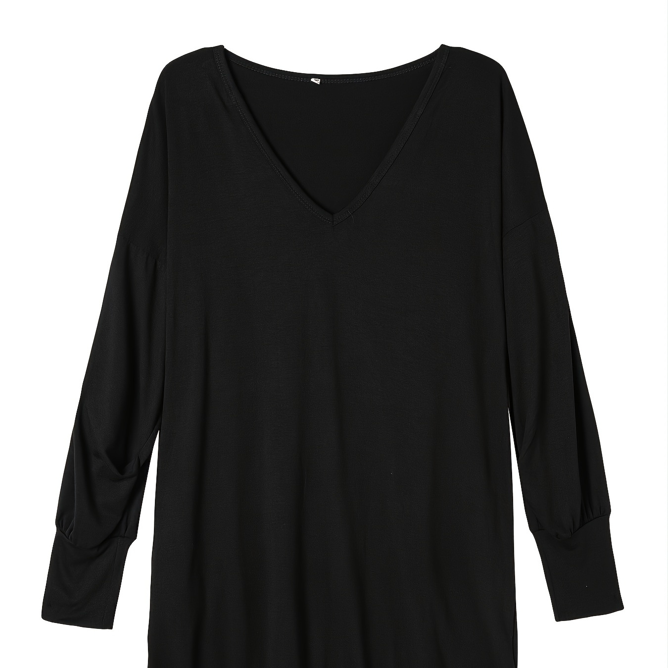 Plus Size V Neck Long Sleeve Casual Oversized Baggy Tops Loose Blouses ...