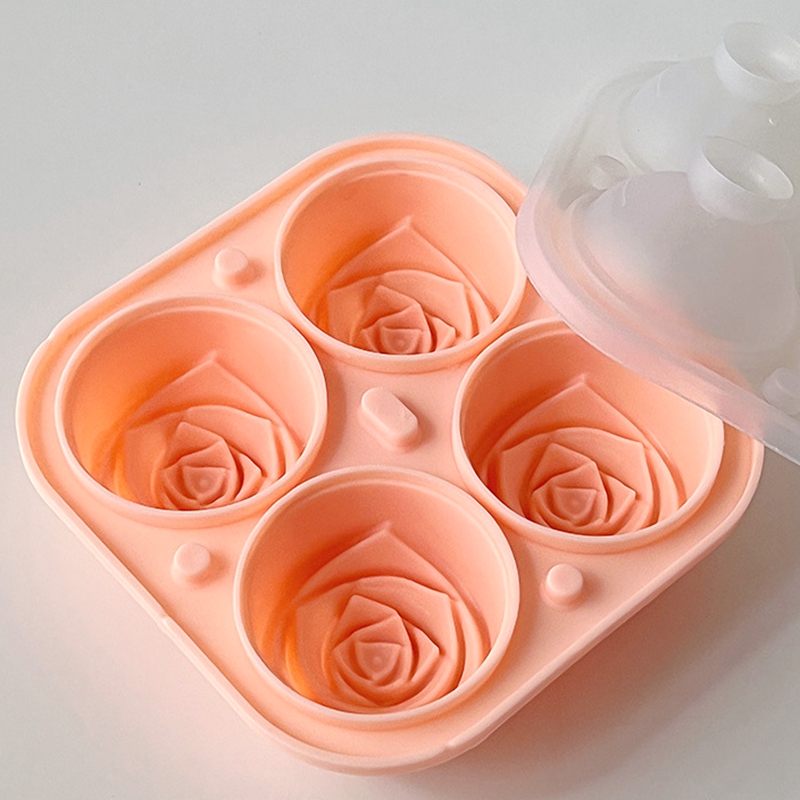 1pc Silicone Ice Cube Mold, Modern Rose Design Ice Cube Mold For Home
