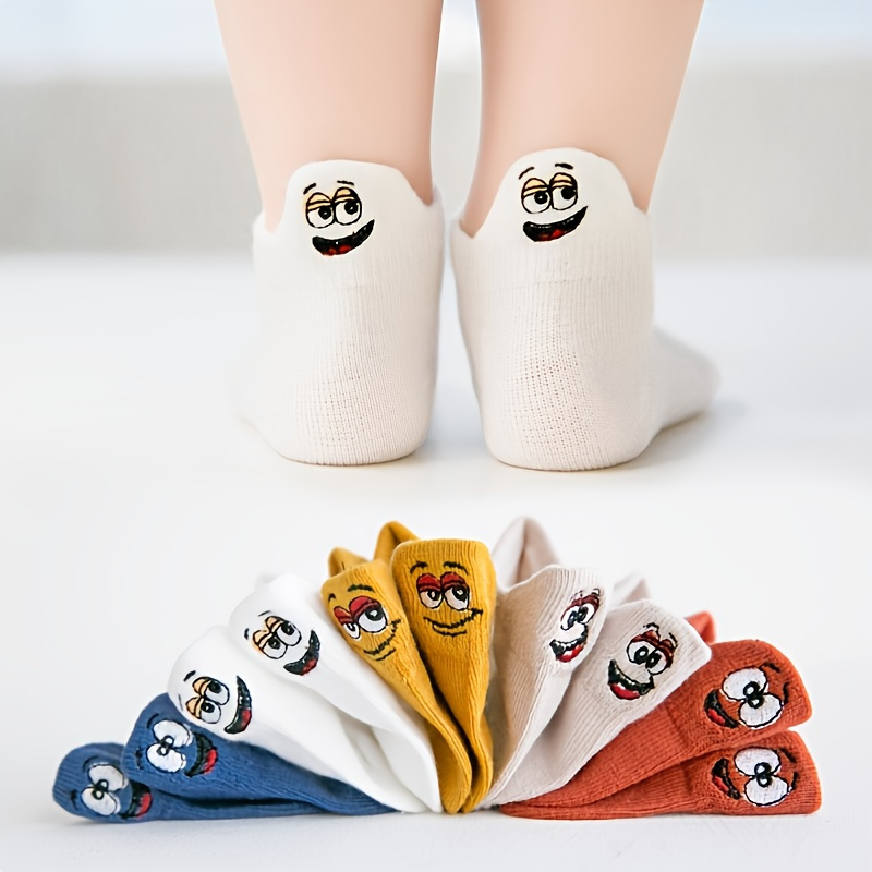 

5pairs Boys Cartoon Embroidered Casual Ankle Socks, Breathable Comfortable Sport Socks For Kids Children Toddlers