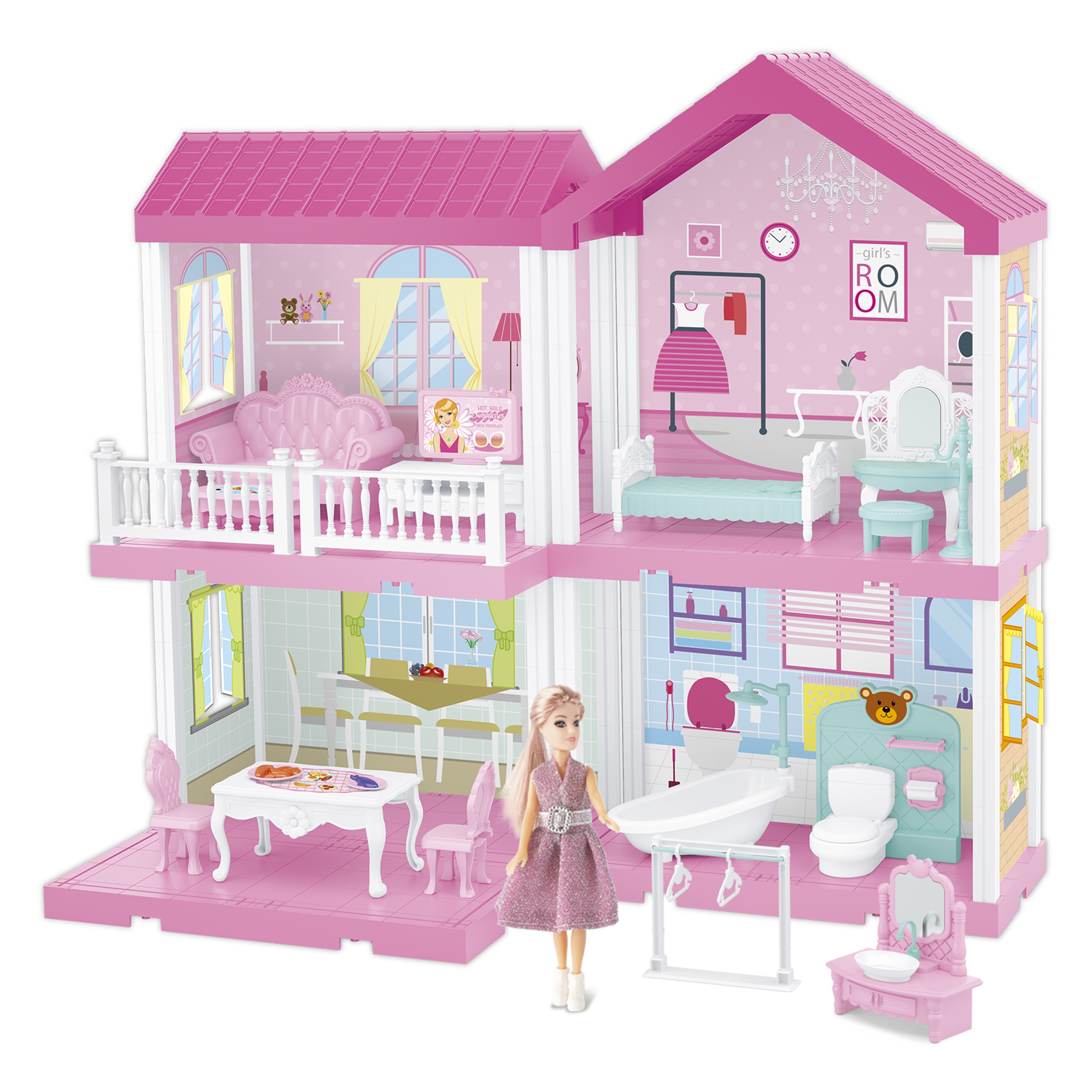 Dream House Doll For Girls Story 12 Rooms Playhousedollhouse Furniture  Accessories, Pretend Cottage Toy House, Toddler Kids  Christmas、halloween、thanksgiving Gift - Temu