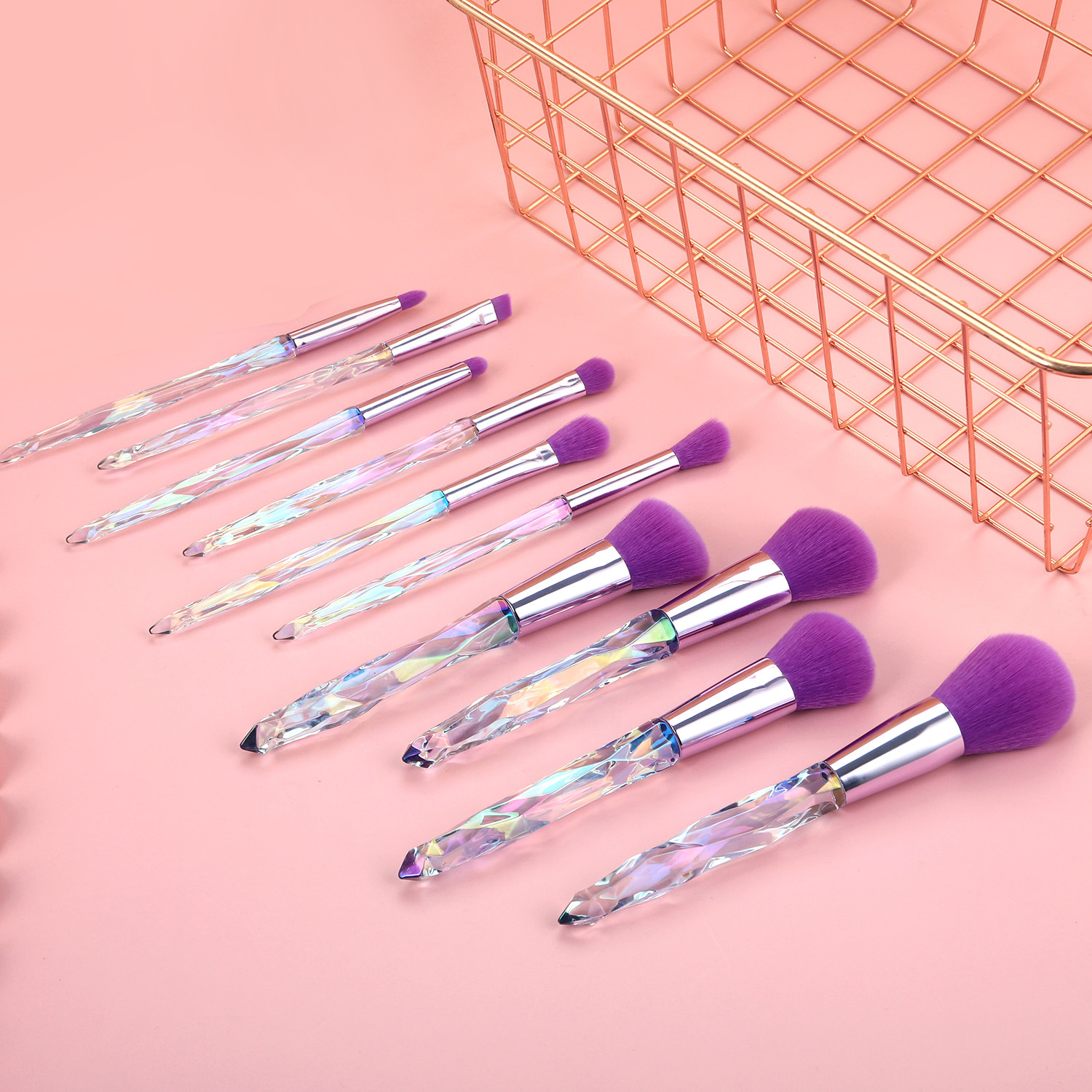Crystal Acrylic Handle Makeup Brush Set Beauty Tools Eye Temu