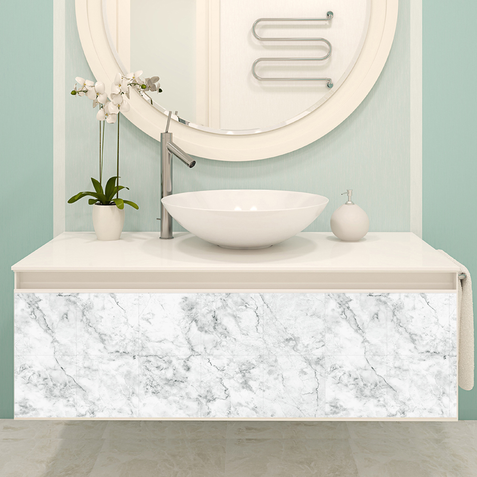 10pcs Abstract Aqua Marble Self-adhesive Bath Kitchen Wall Stair Tile  Sticker