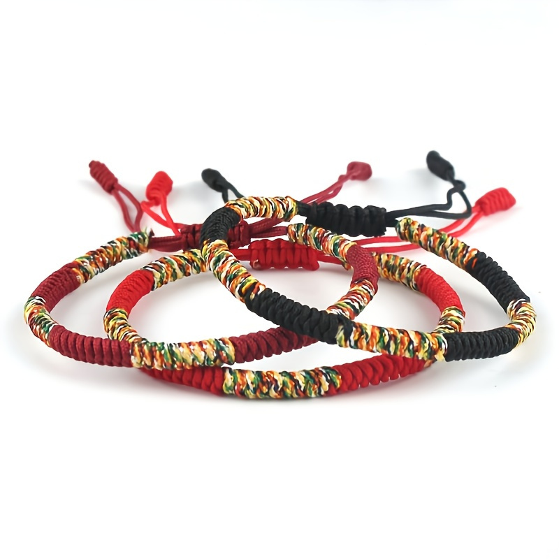 

Knitted Colored Linked Bracelet Ethnic Style Bracelet Lucky Woven Multicolor String Thread Bracelet