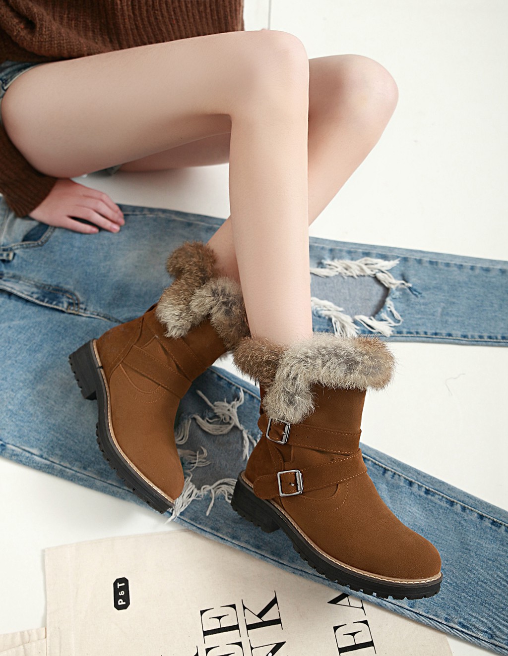 Bottes courtes hiver femme hot sale