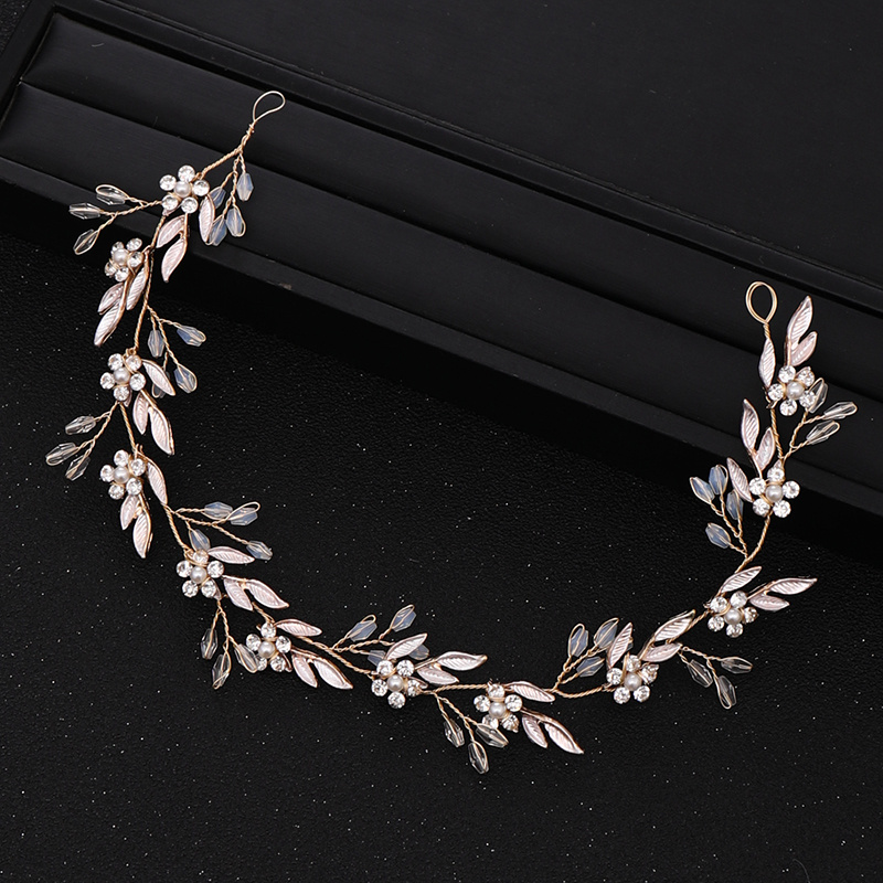 The Bride's Leaf Hairband Accessories, Wedding Accessories Golden Headband Hair Accessories, Bride Accessories details 2